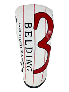 サーカ FW ヘッドカバー #3 - ホワイト／ネイビー・ガーメントレザー with レッド・ピンストライプ