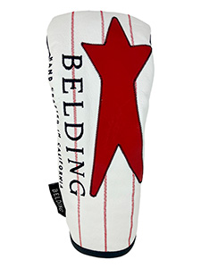 サーカ FW ヘッドカバー #STAR - ホワイト／ネイビー・ガーメントレザー with レッド・ピンストライプ