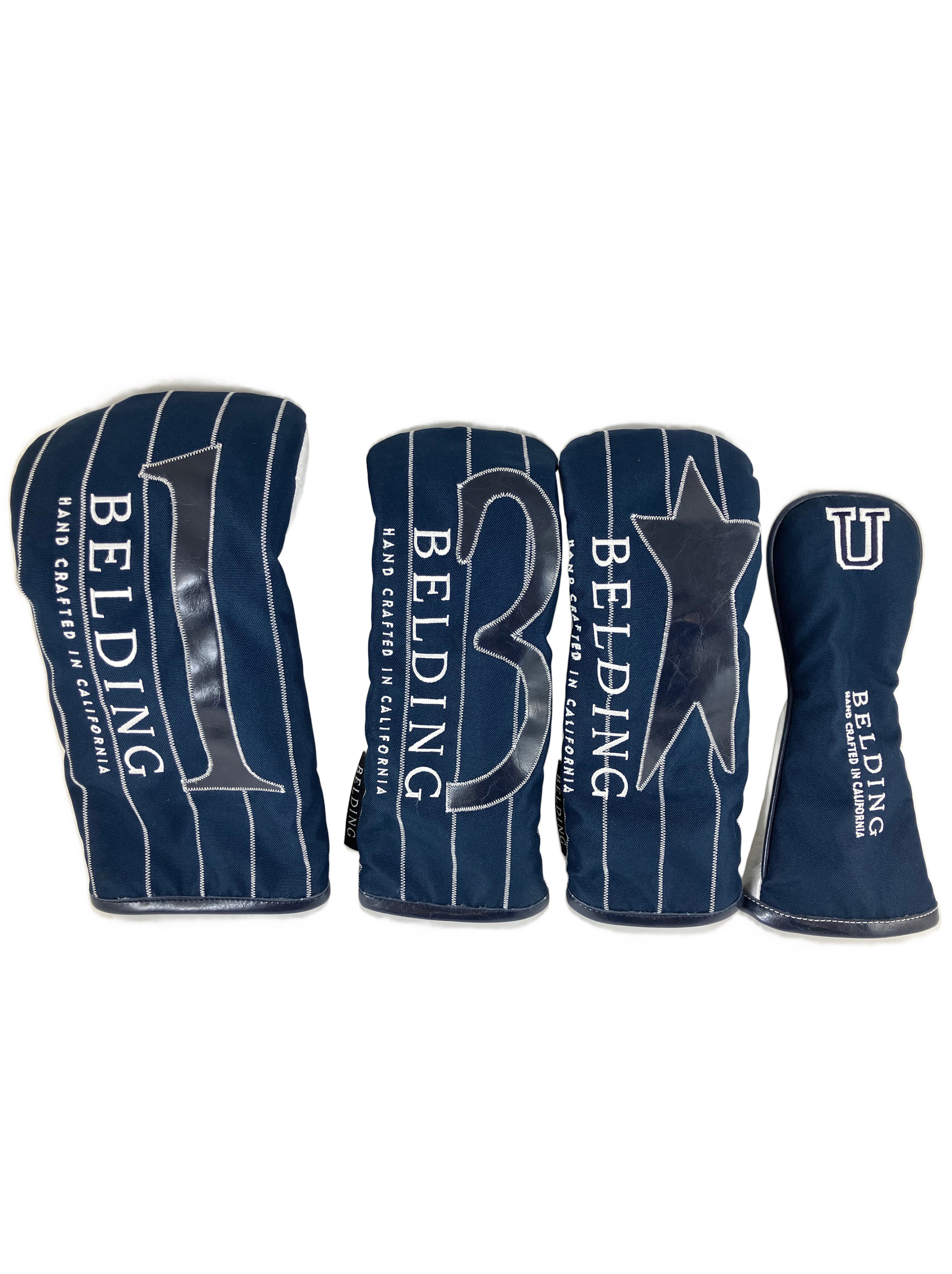 サーカ プレミアム ヘッドカバー4点セット （ネイビー／シルバー・ホワイト ピンストライプ）